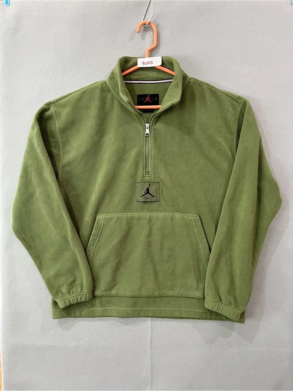 Nike Jordan Air Jordan Men's 1/4 Zip Fleece Sweatshirt Green Pockets Size M